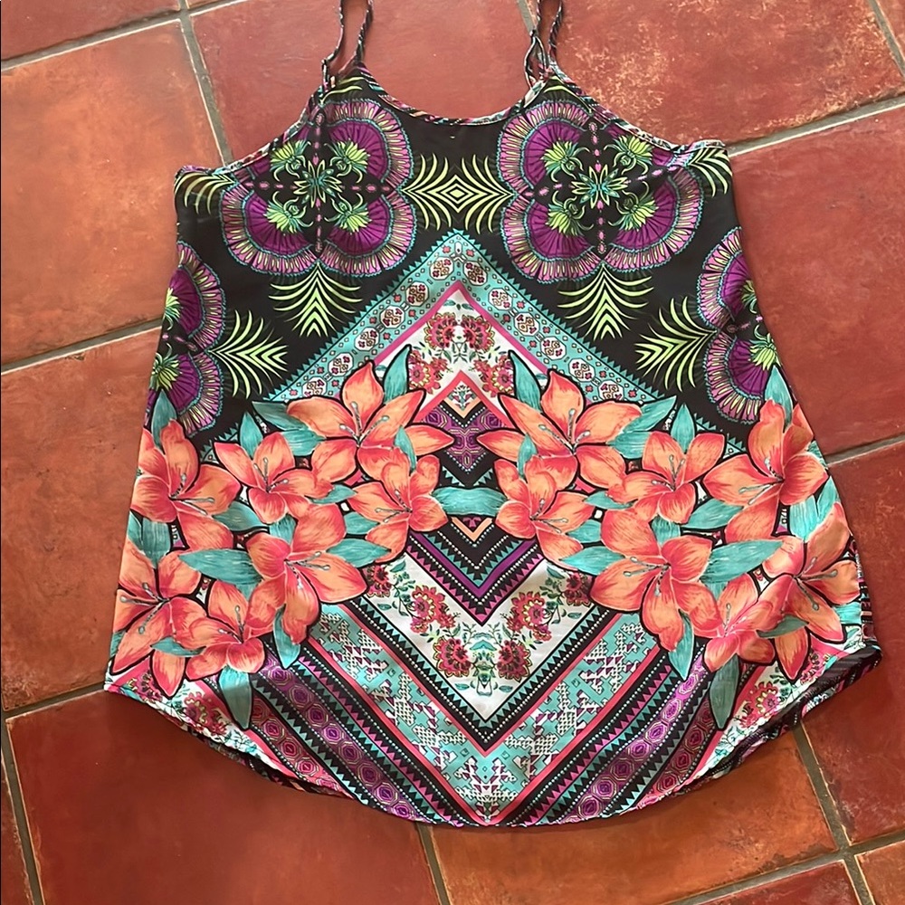 Vtg OP Floral Multicolor Tank Top Sz‎ XL